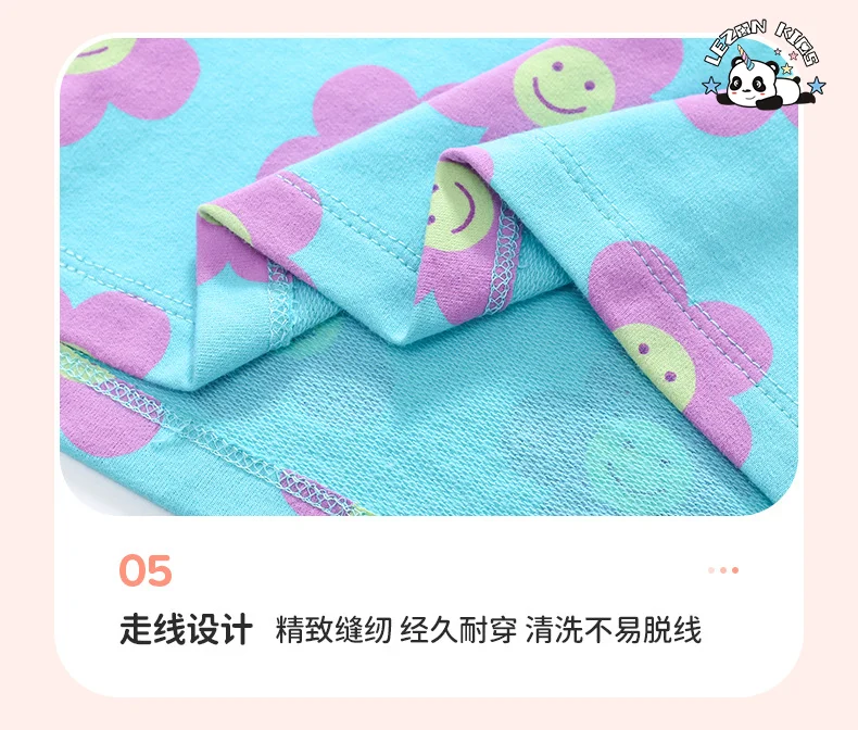 LEZONKIDS - Customized Kids Clothes Printed Color Block Style Cute Girls Summer Short Sleeve Pants Girls Set